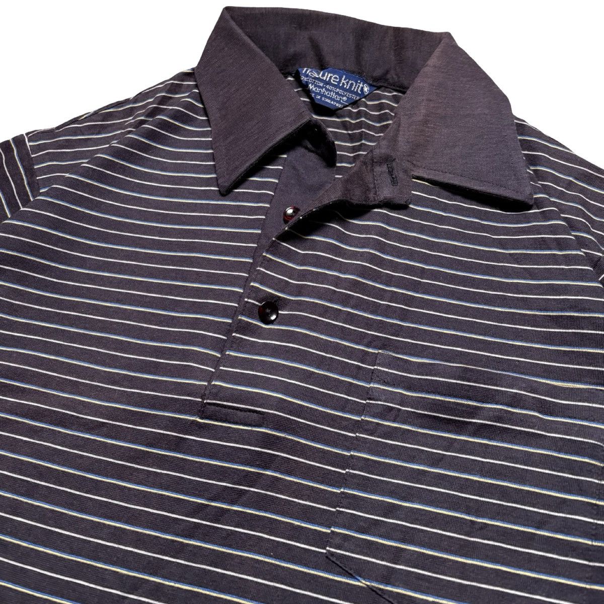 Other Vintage 60s Manhattan Nature Knit Polo Shirt Faded Black M Size US M / EU 48-50 / 2 - 2 Thumbnail