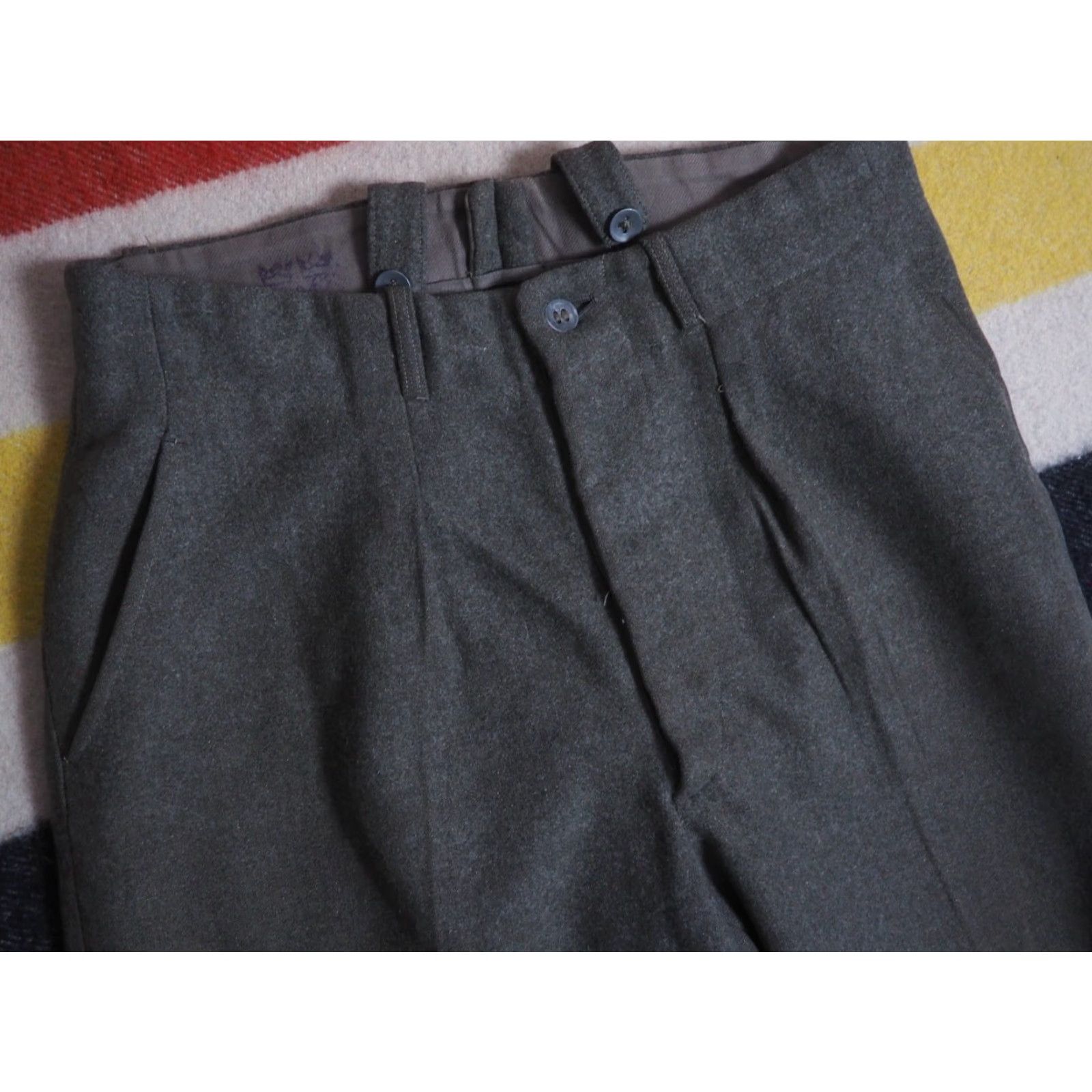 Vintage VTG 40s WW2 Swedish Military Brown Wool Metal Button Fly 32x31 Field Winter Pant Shirt/Hoodie Size US 32 / EU 48 - 3 Thumbnail