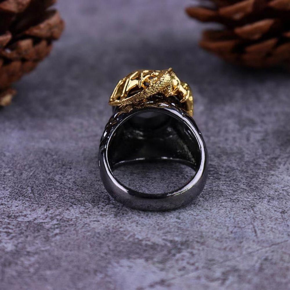 Designer 925 Sterling Silver Domineering Golden Dragon Ring Size ONE SIZE - 8 Thumbnail