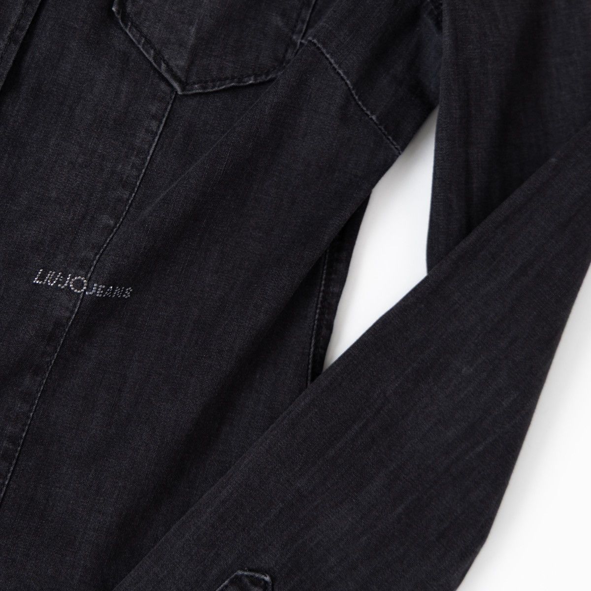 Liu Jo Liu Jo Womens Black Denim Shirt Snap Button Slim Fit Stretch Size S / US 4 / IT 40 - 4 Thumbnail