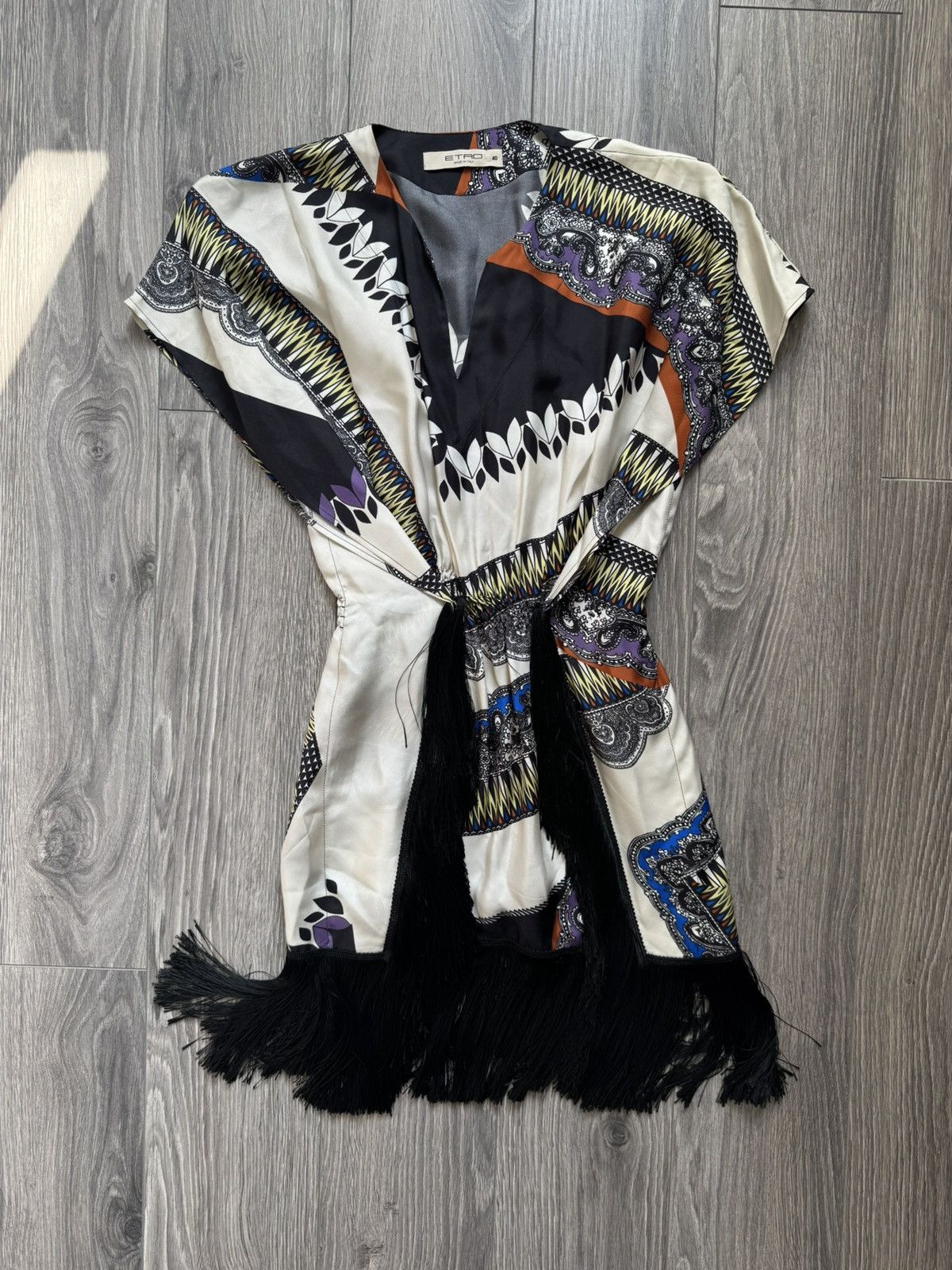 Etro Etro Milano multicolor silk midi fringe dress 40 Size S / US 4 / IT 40 - 3 Thumbnail