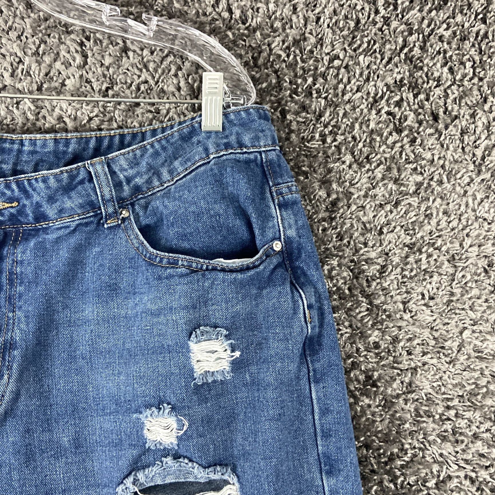 Shein Shein Curve Jeans Women's 2XL Distressed Straight Blue Jeans Womens Size 40" / US 18 - 7 Thumbnail
