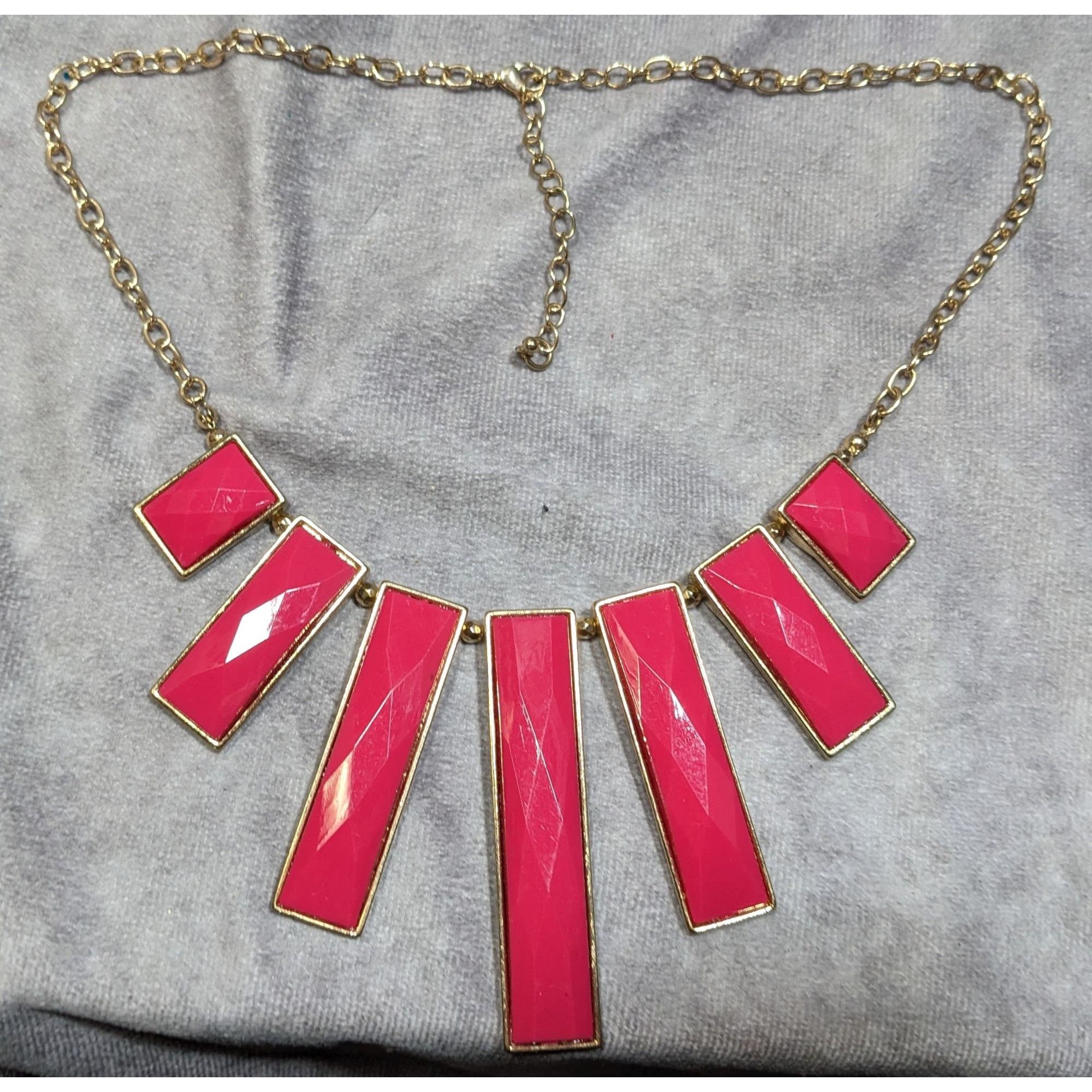 Other 80s Glam Pink And Gold Tone Graduated Pillar Necklace Size ONE SIZE - 6 Thumbnail