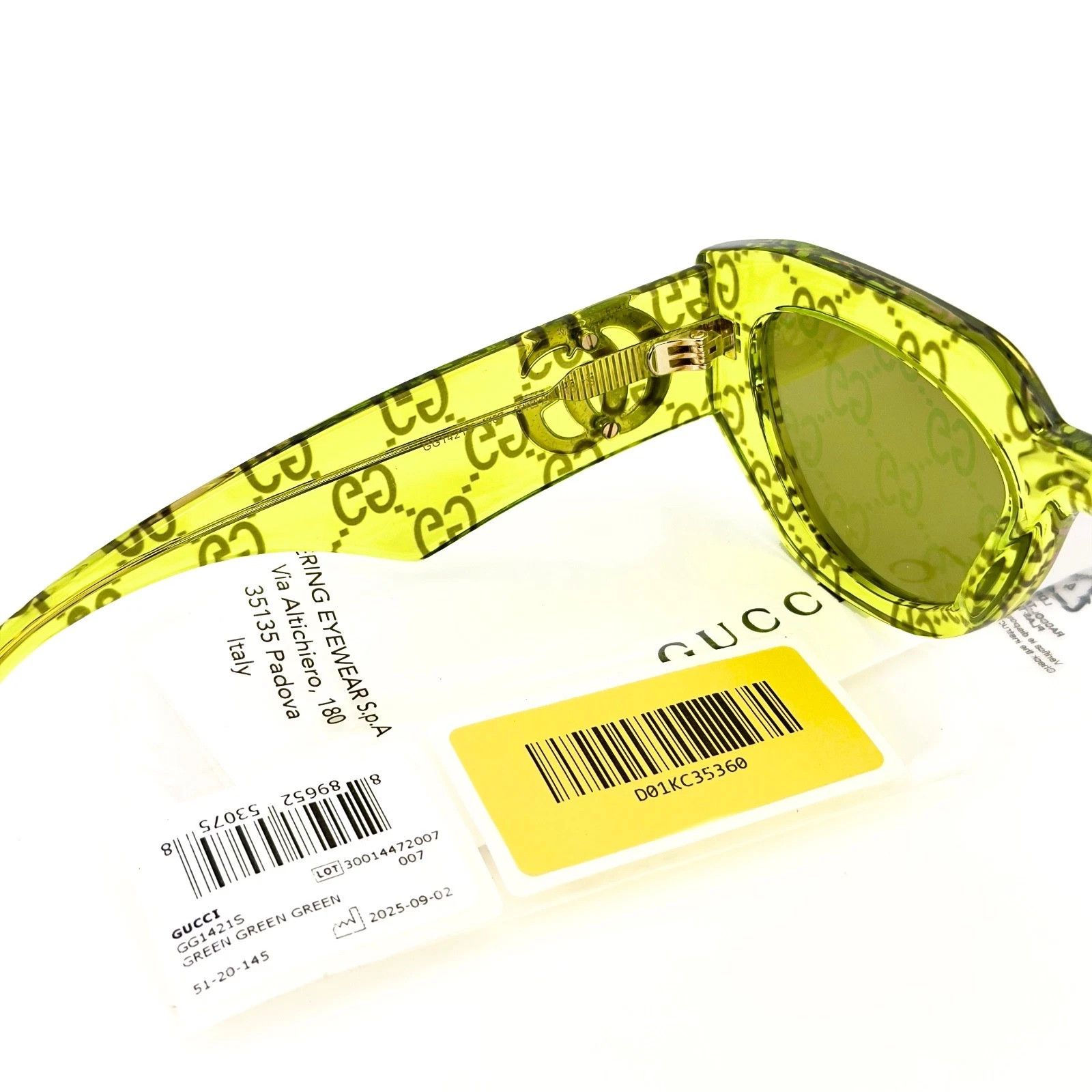Gucci GUCCI 1421 Crystal Green GUCCISSIMA Gg1421S Sunglasses 007 Size ONE SIZE - 6 Thumbnail