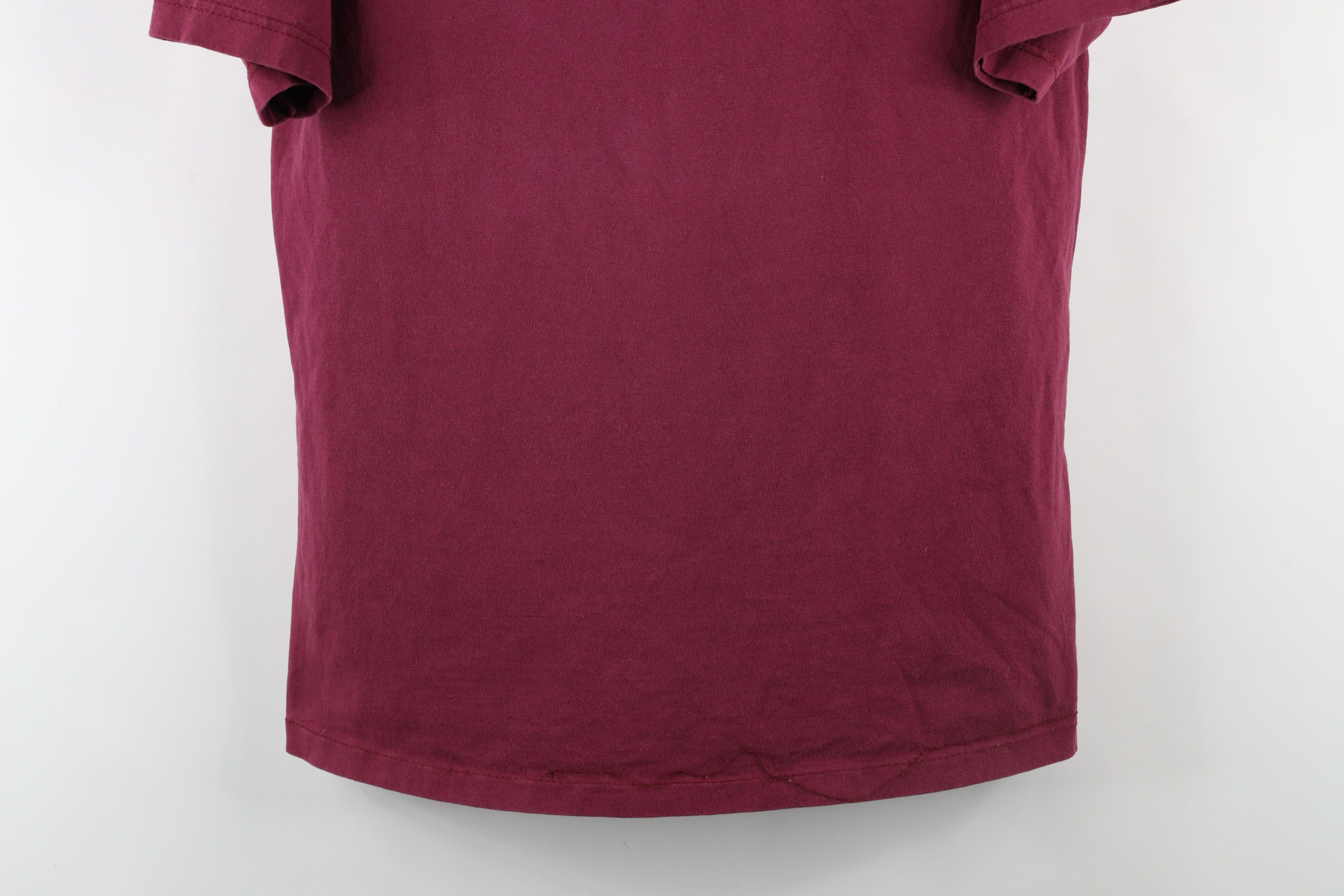 Vintage Vintage 90s Streetwear Faded Blank Cotton T-Shirt Maroon Size US L / EU 52-54 / 3 - 3 Thumbnail