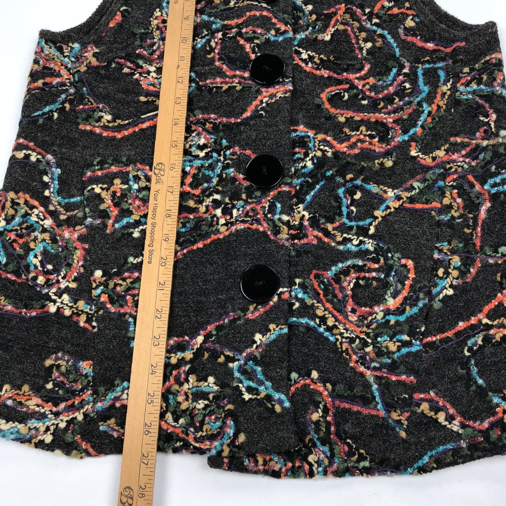 Habitat Habitat Women's M Gray Multi-Color Textured Knit Button Front Vest Sleeveless Size M / US 6-8 / IT 42-44 - 3 Thumbnail