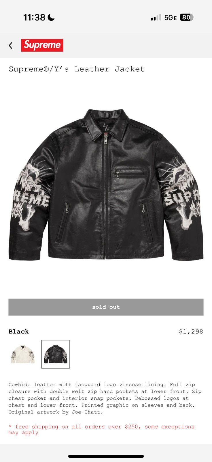 Supreme × Yohji Yamamoto Supreme/Y’s Leather Jacket Size US M / EU 48-50 / 2 - 3 Thumbnail