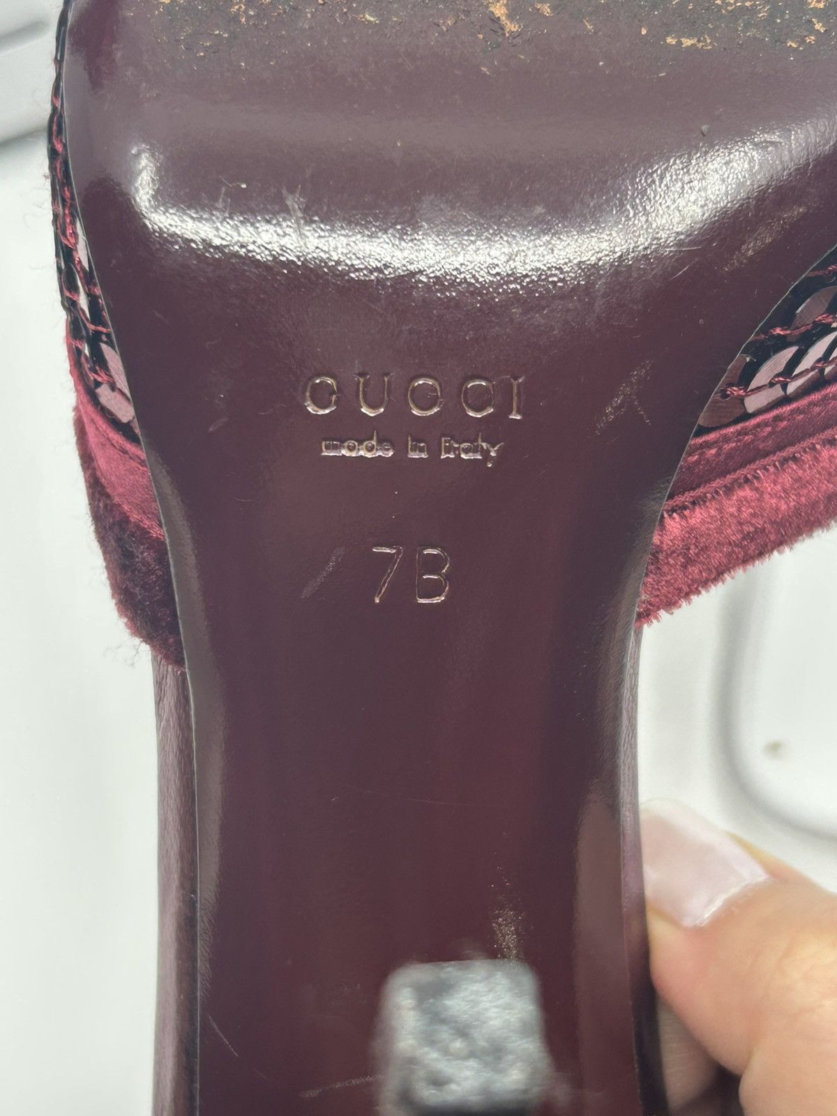 Gucci Tom Ford for Gucci burgundy red sequin and velvet heels Size US 7 / IT 37 - 5 Thumbnail