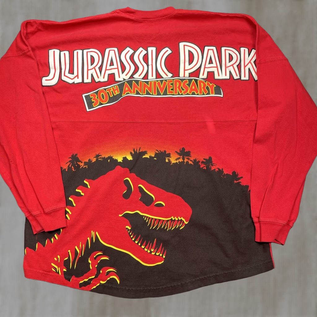 Vintage Jurassic Park Spirit Jersey Shirt Mens XL Red 30th Anniversary T Rex Graphic Tee Size US XL / EU 56 / 4 - 1 Thumbnail