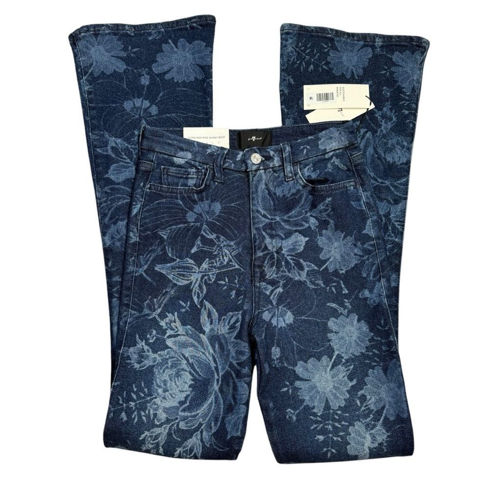 7 For All Mankind NWT New 7 For All Mankind Ultra High Rise Skinny Bootcut Fl Size 25" / US 0 / IT 36 - 3 Thumbnail
