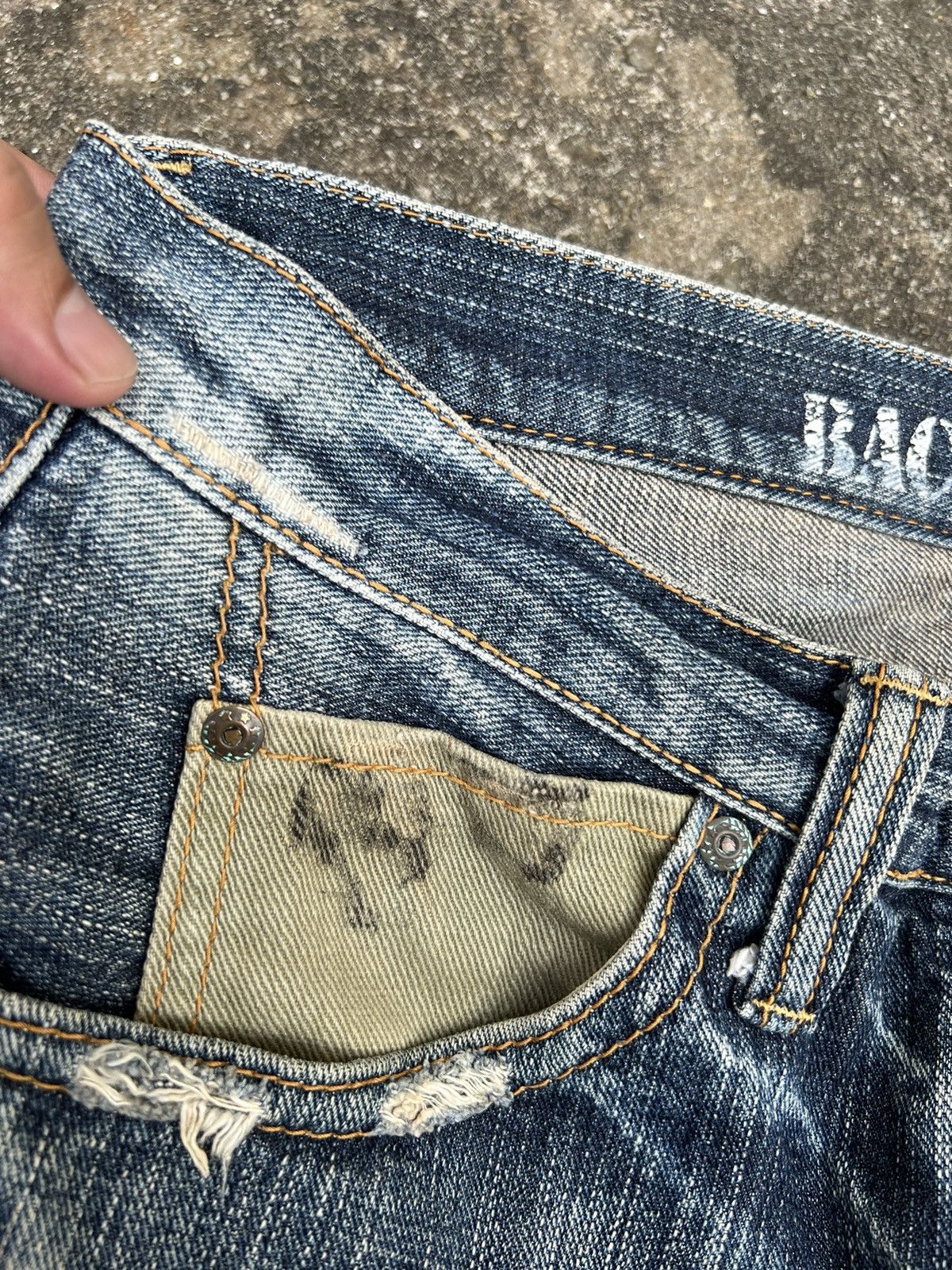 Japanese Brand × Vintage VINTAGE BACK NUMBER DISTRESSED JEANS Size US 31 - 8 Thumbnail