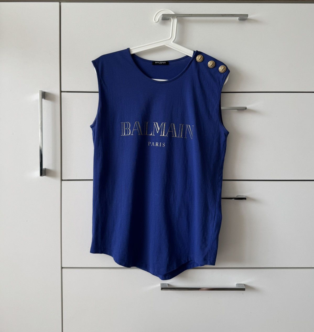 Balmain Balmain Blue Cotton Iconic Tank Top Size S / US 4 / IT 40 - 4 Thumbnail
