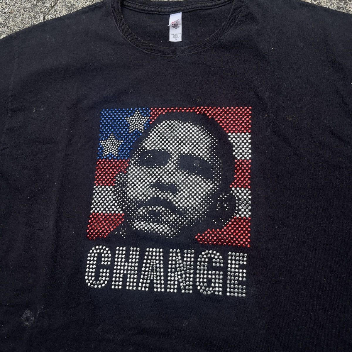 Vintage Vintage Y2K Big Face OBAMA CHANGE Jewel Shirt Size US XL / EU 56 / 4 - 2 Thumbnail