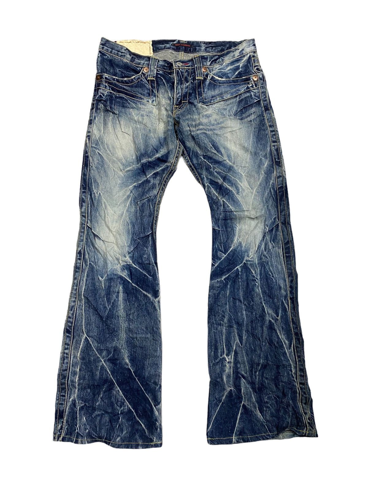 Japanese Brand Blue Way Made In Nippon Flare Denim Faded Pant Size US 32 / EU 48 - 1 Thumbnail