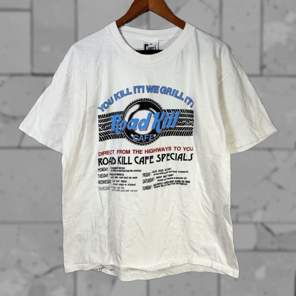 Vintage VINTAGE Roadkill Cafe Harry's Heavy Weight White Tee Single Stitch Mens XL USA Size US XL / EU 56 / 4 - 1 Thumbnail