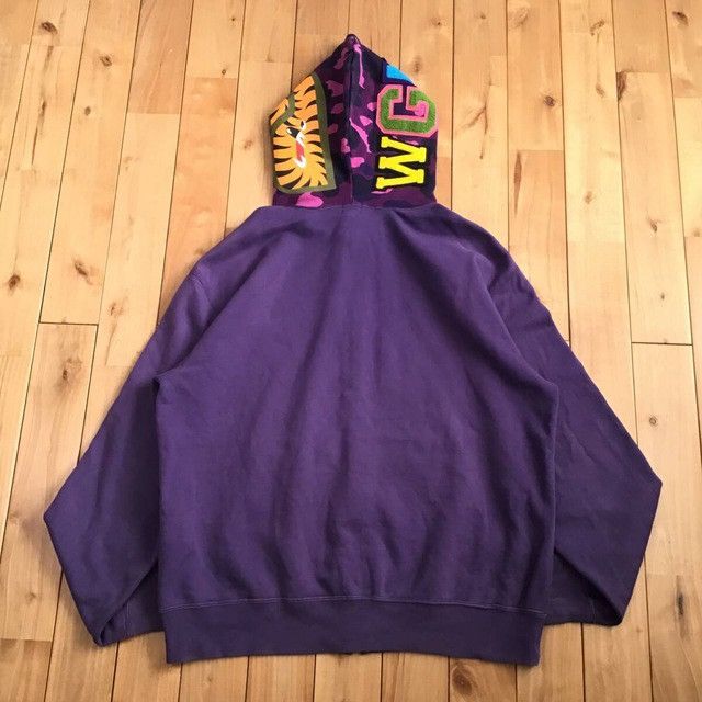 Bape × Nigo 2007 BAPE Purple camo shark full zip hoodie APE NIGO Size US L / EU 52-54 / 3 - 3 Thumbnail
