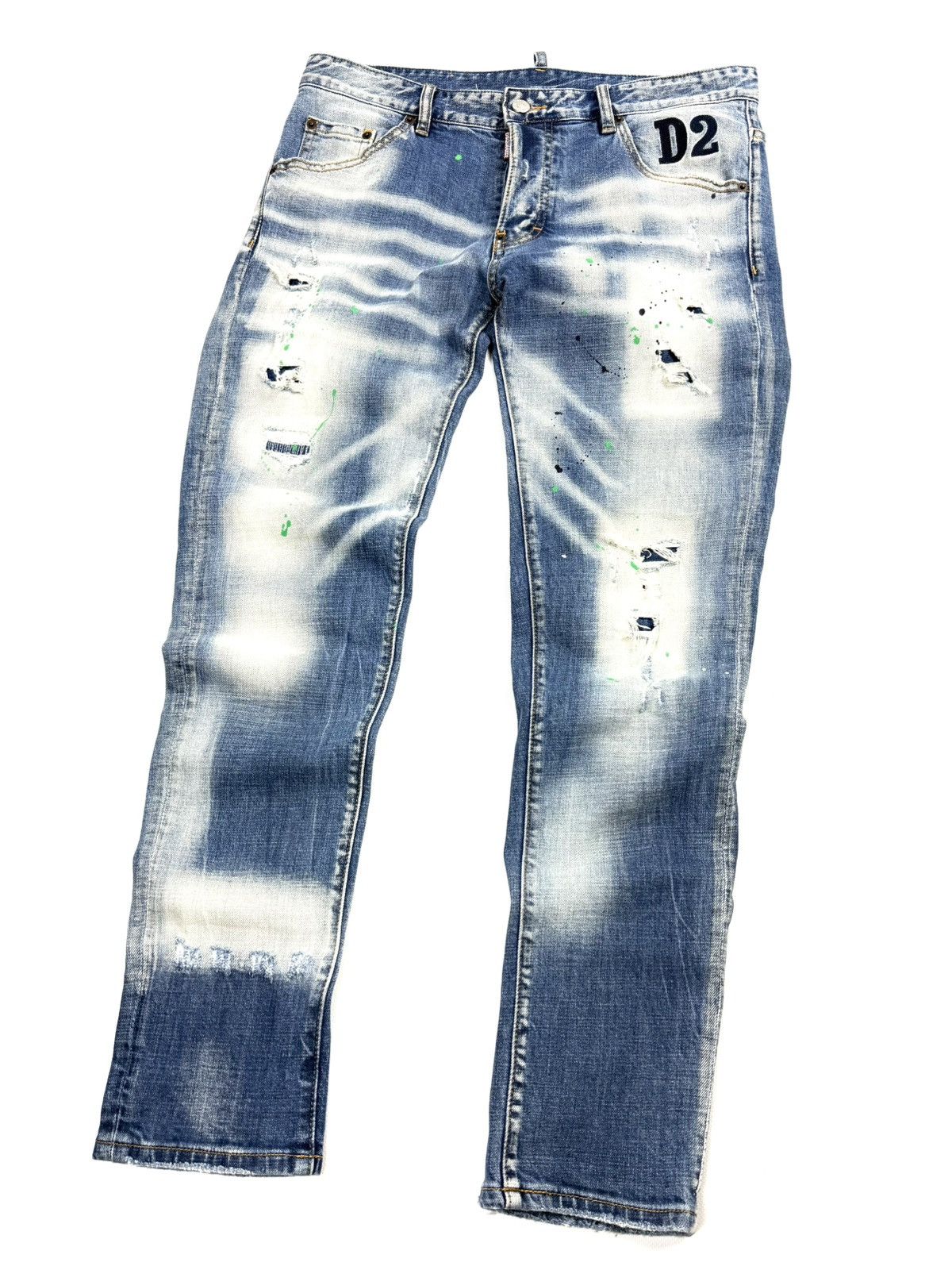 Dsquared2 Dsquared2 Slim Blue Jeans Distressed Paint Splatter Italy 48 Size US 32 / EU 48 - 3 Thumbnail