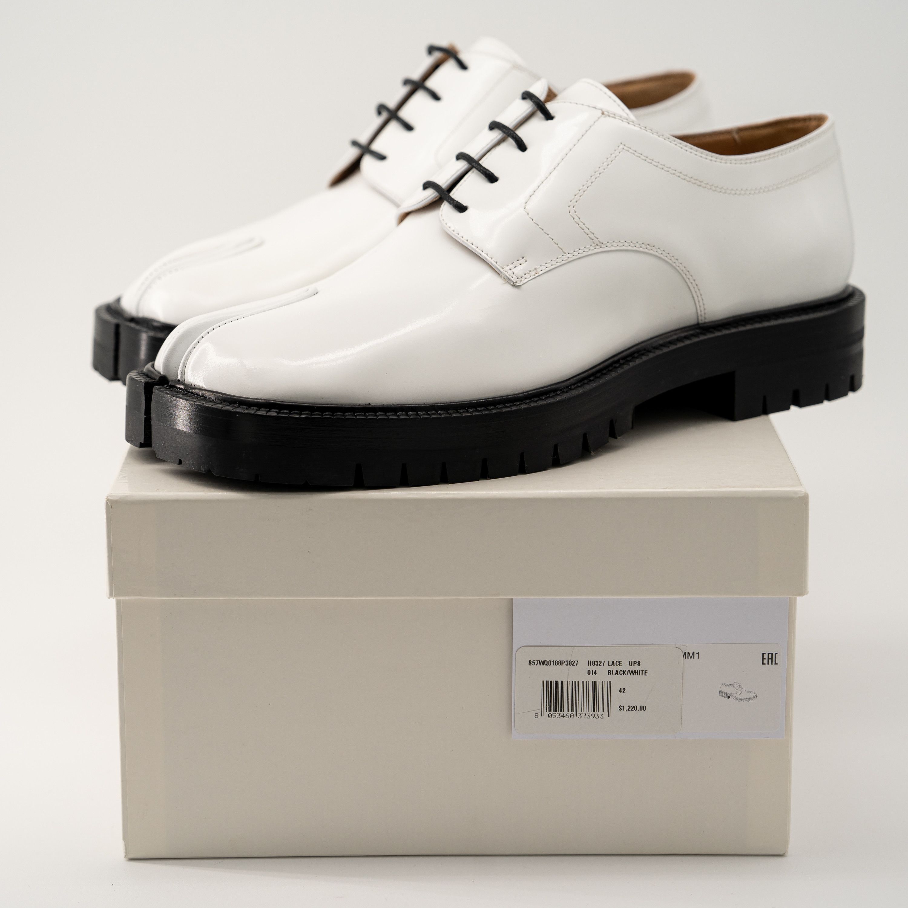 Maison Margiela 42 9 us Maison Margiela Tabi Lace-Ups Loafers White Leather Size US 9 / EU 42 - 9 Thumbnail