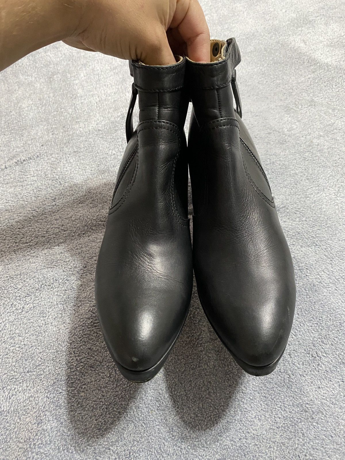 Acne Studios Vintage Black Leather Platform Ankle Boots Y2k