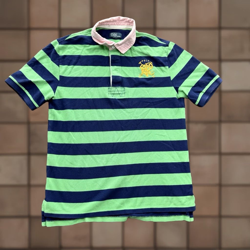 Ralph Lauren Polo Ralph Lauren Polo Shirt Men Medium Green Striped Crest Logo Preppy. Size US M / EU 48-50 / 2 - 1 Thumbnail