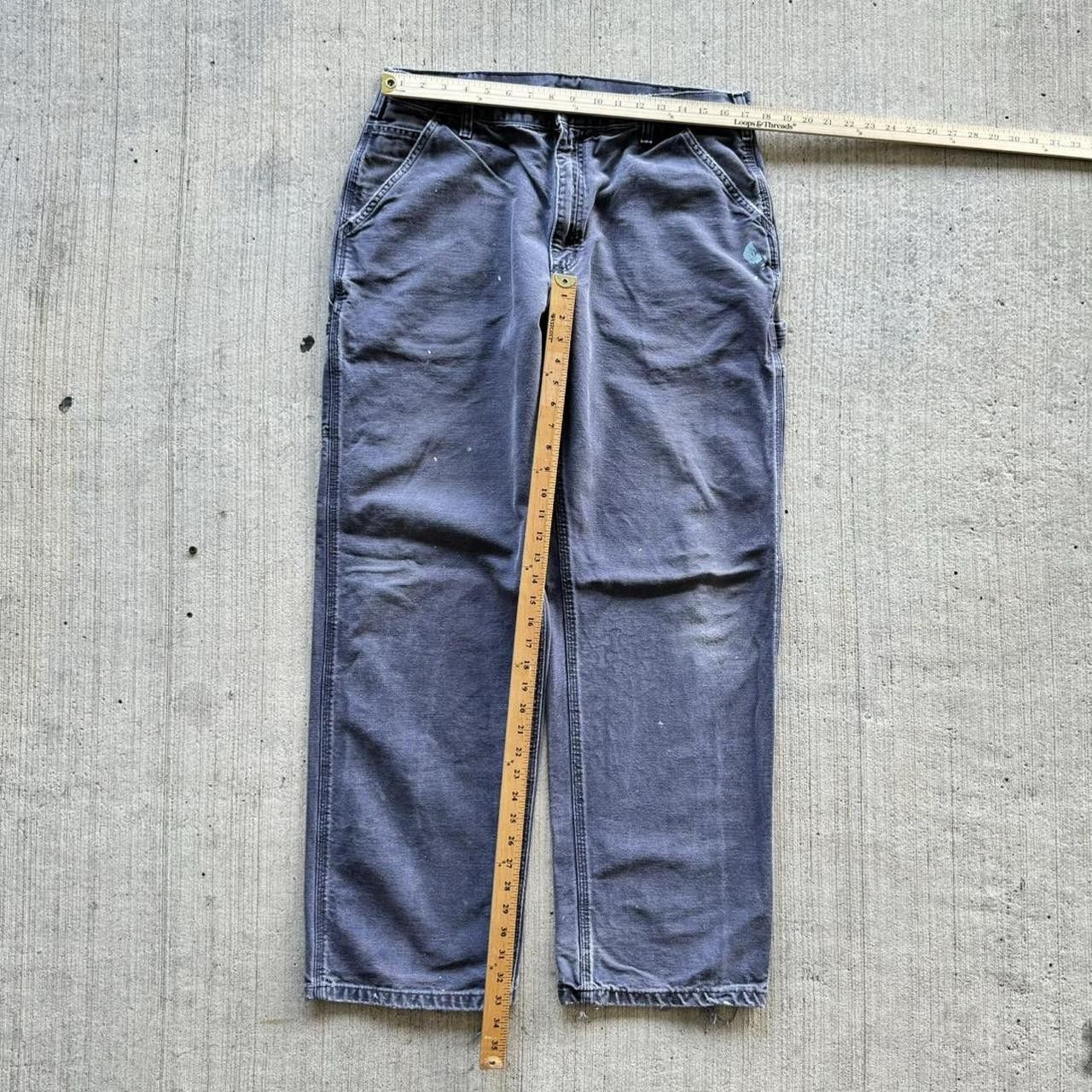 Carhartt Vintage 90s Canvas Carhartt Blue/Grey Distressed Pants Size US 34 / EU 50 - 7 Thumbnail