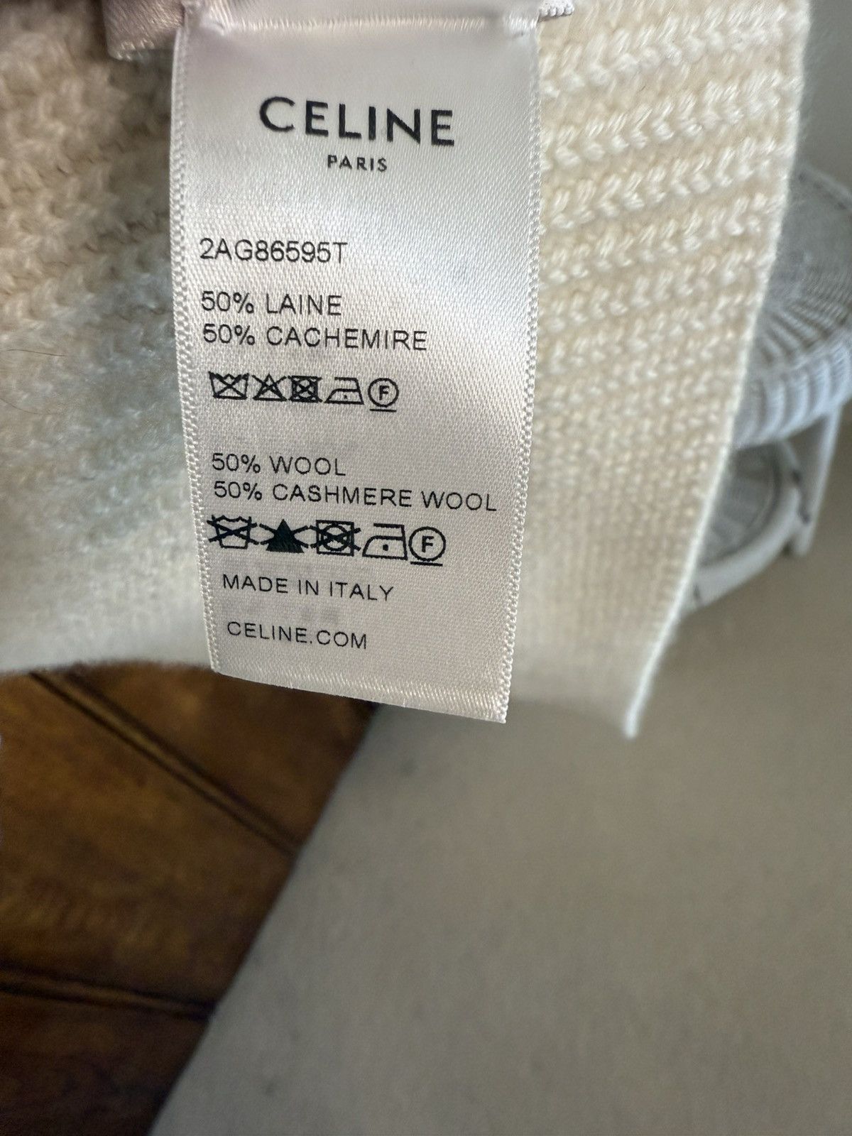Celine $990 Celine cream ivory cashmere logo scarf Hedi Grail Size ONE SIZE - 9 Thumbnail