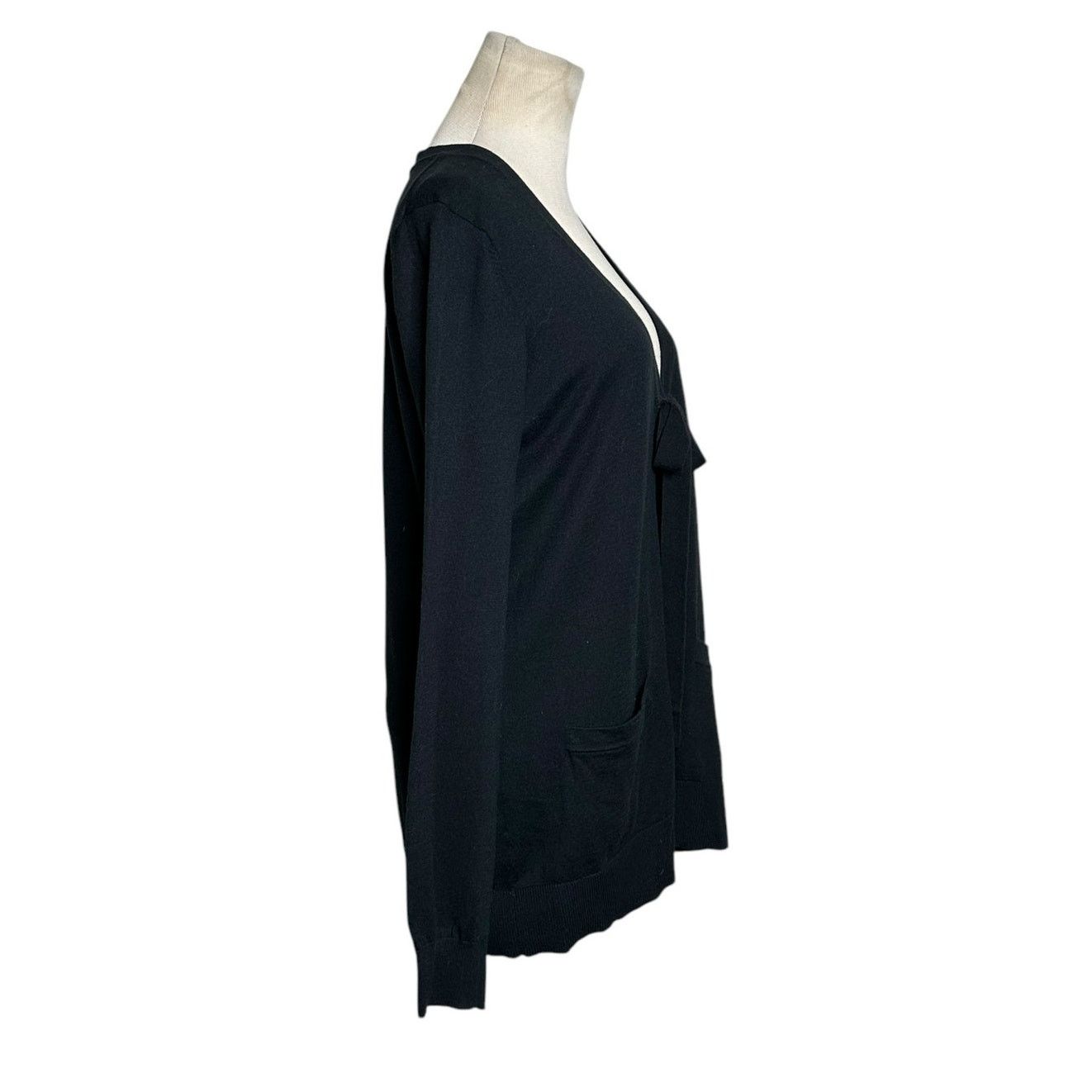 Tibi Tibi black knit front bow buttoned cardigan size Large Size L / US 10 / IT 46 - 4 Thumbnail