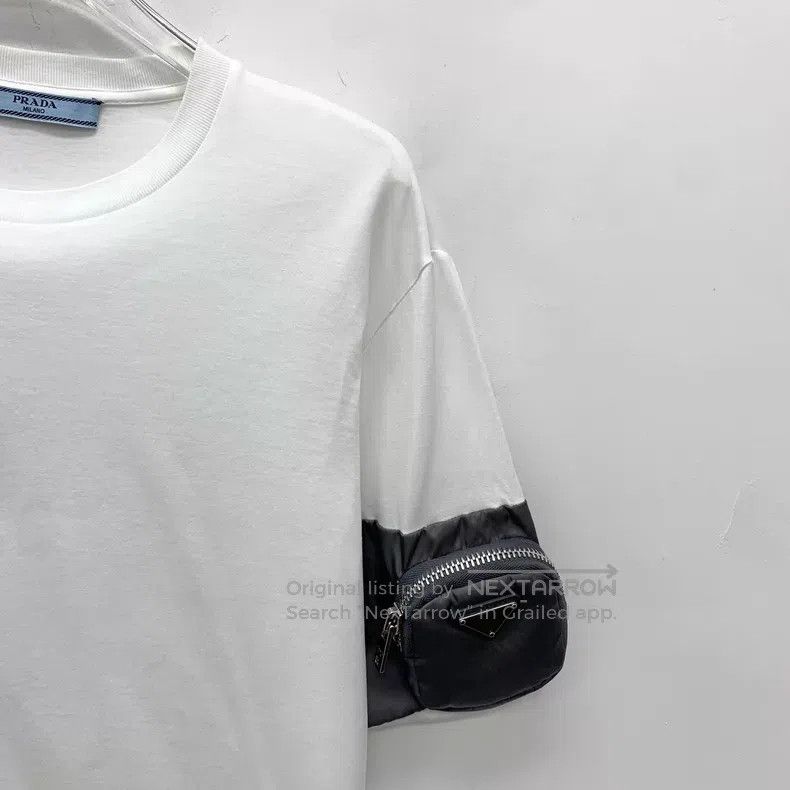 Prada Prada White logo triangle pocket round-neck cotton short-s Size US S / EU 44-46 / 1 - 3 Thumbnail