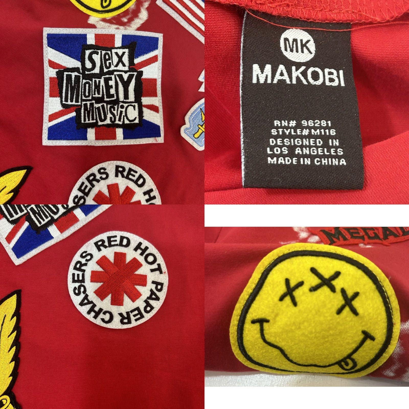Vintage VINTAGE Makobi Shirt Men XL Red Short Sleeve Crew Neck Patches White Splatter Design Size US XL / EU 56 / 4 - 11 Thumbnail