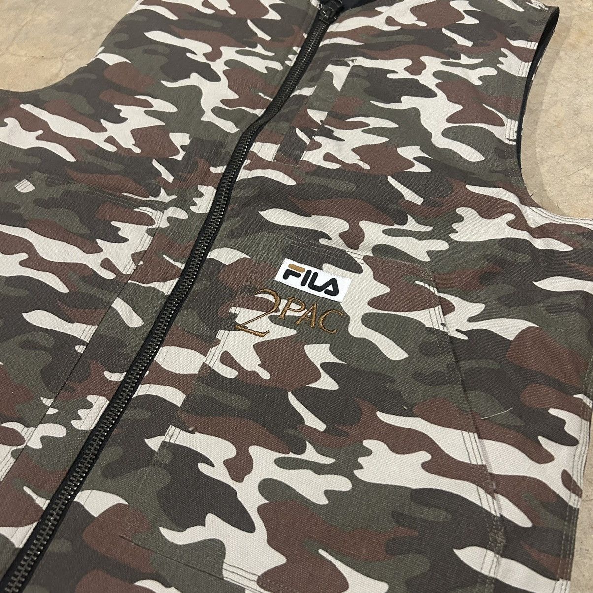 Carhartt Brand New 2Pac x Fila Camo Canvas Quilted Work Vest Carhartt Size US L / EU 52-54 / 3 - 3 Thumbnail