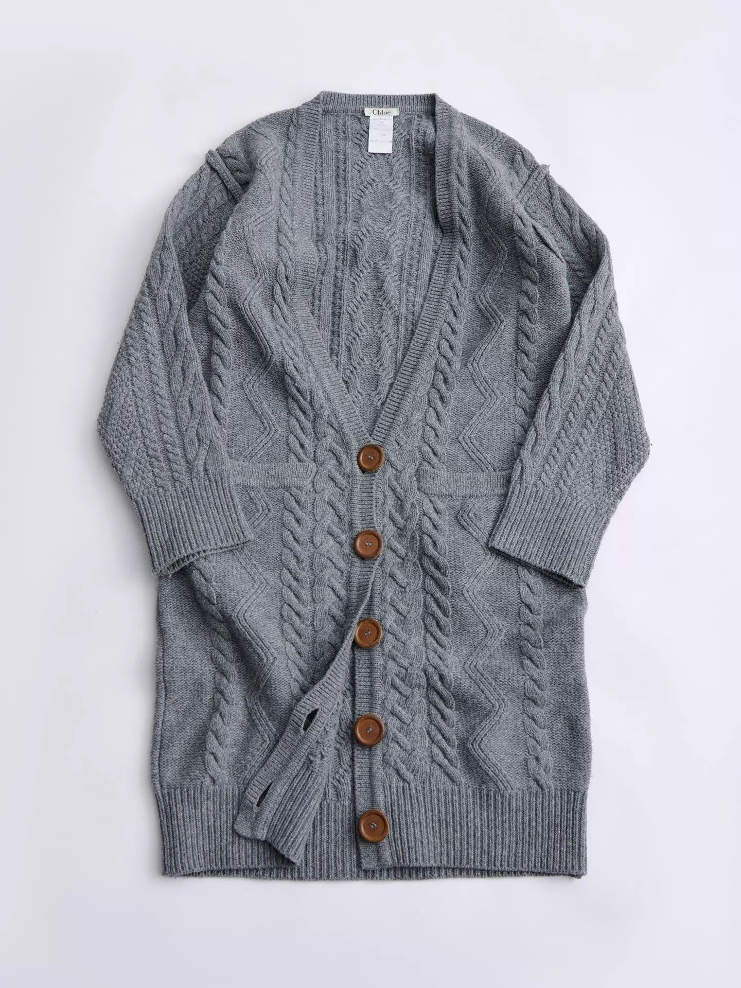 Chloe CHLOE by Phoebe Philo Gray Long Chunky Knit Cardigan 2004AW Size XS / US 0-2 / IT 36-38 - 8 Thumbnail