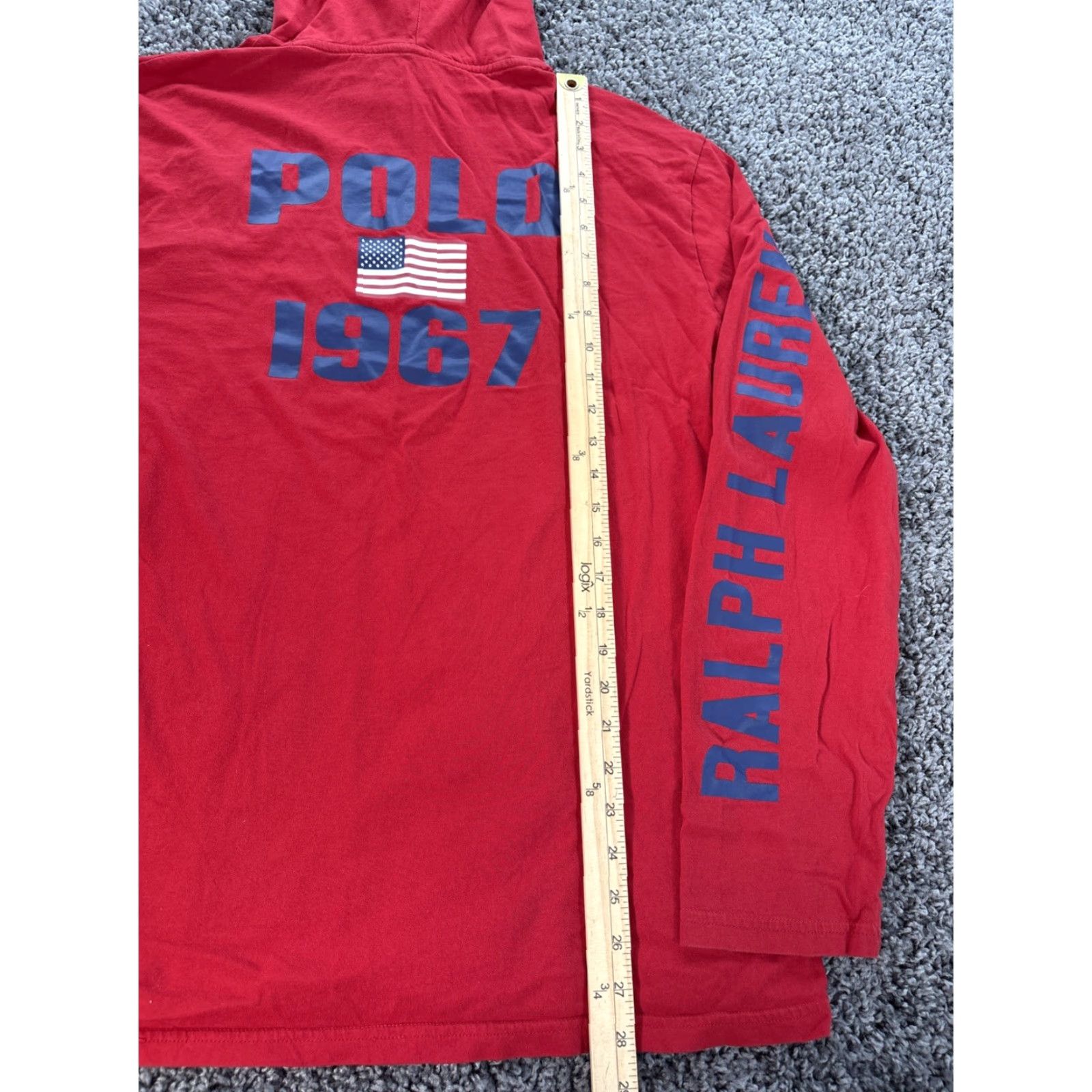 Polo Ralph Lauren Polo Ralph Lauren Hoodie Adult XL Red Sweatshirt Flag USA Big Pony Crew Neck Pullover Logo Embroidered Knit Cotton Size US XL / EU 56 / 4 - 2 Thumbnail
