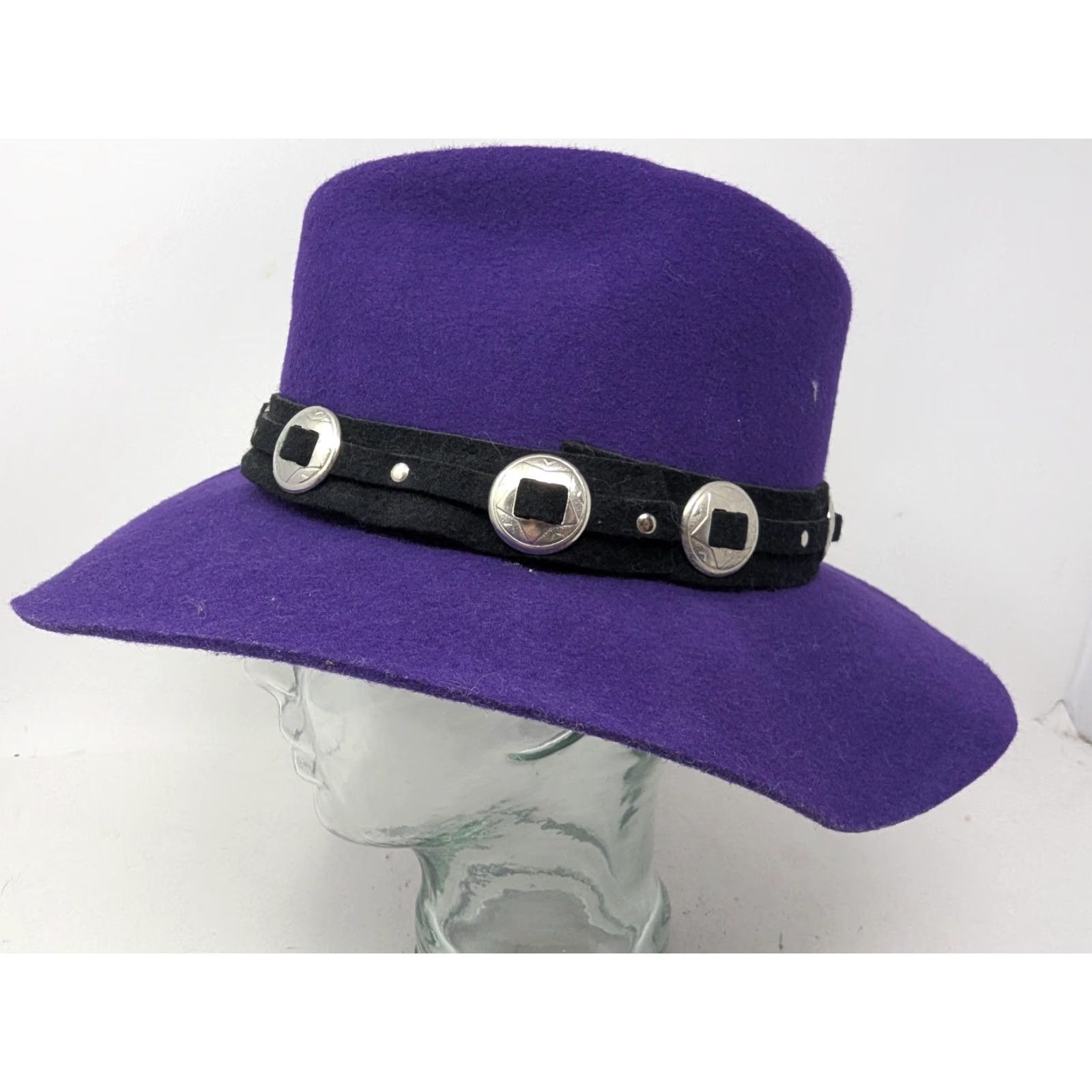Vintage Vintage Eddy Bros Hat Cowboy Fitted Mens Medium Purple Wool Western Concho 90s Size ONE SIZE - 2 Thumbnail
