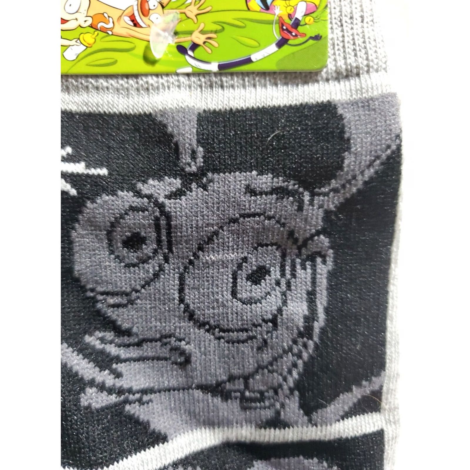 Vintage REN & STIMPY NEW Photo Box Socks Unisex Adults 6-12 Gray & Black Crew 1 Pair Novelty Nickelodeon Planet Sox Size ONE SIZE - 3 Thumbnail