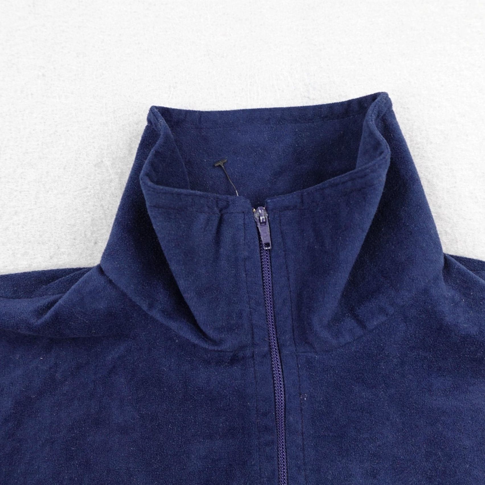 Adidas VINTAGE Adidas Jacket Men Medium Blue Stripe Velour Track Coat France 80s Sports Retro Full Zip Pockets Size US M / EU 48-50 / 2 - 2 Thumbnail