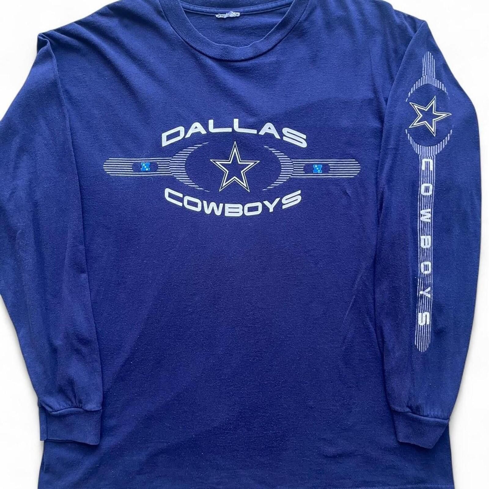 NFL Vintage 90s Dallas Cowboys Long Sleeve Retro NFL T-Shirt Size US XL / EU 56 / 4 - 1 Thumbnail