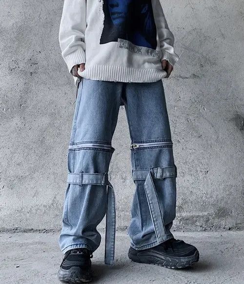 image of Vintage Streetwear Denim Jeans in Blue, Men's (Size 32)