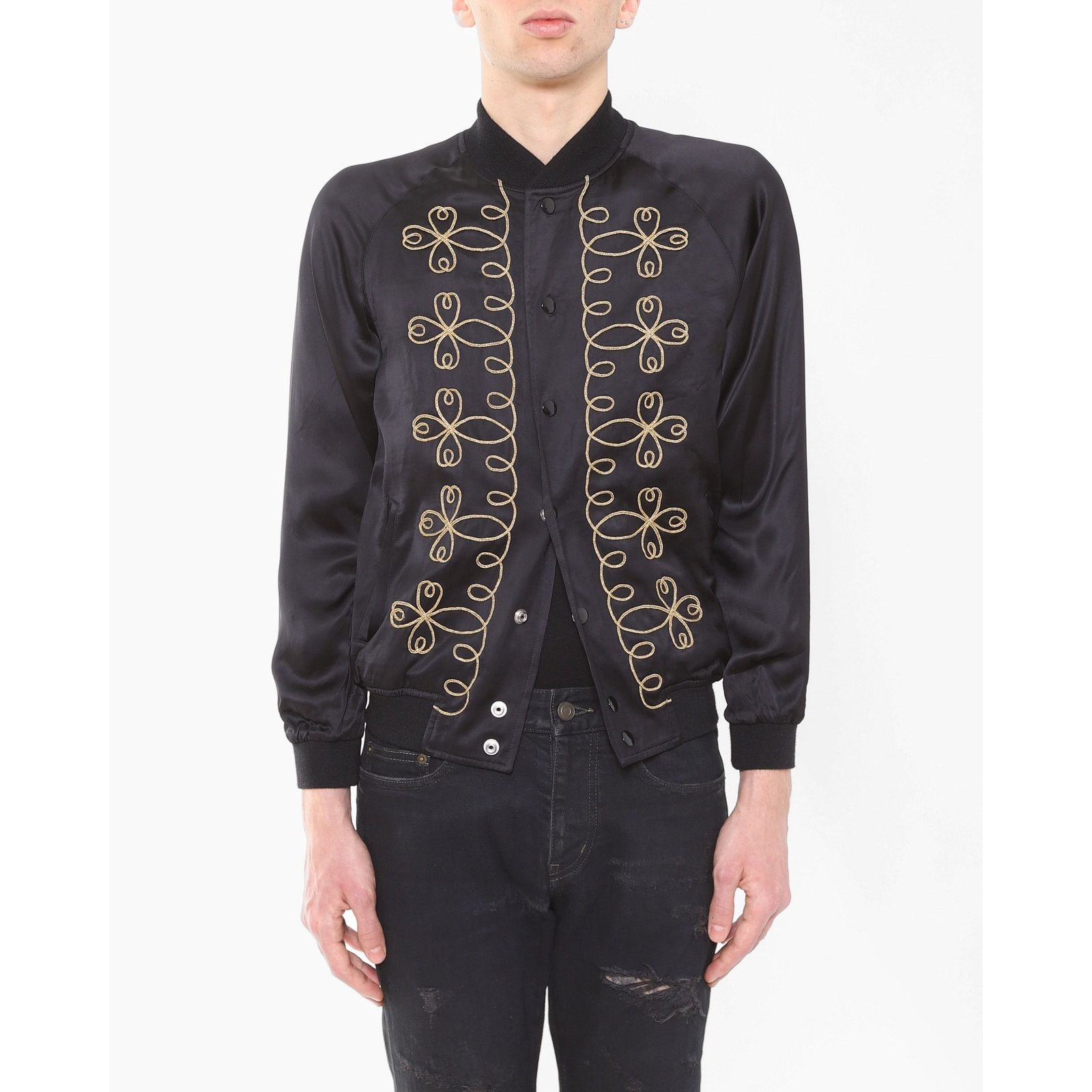 Saint Laurent Paris SS15 Napoleon Bomber in Black Satin Size US M / EU 48-50 / 2 - 3 Thumbnail