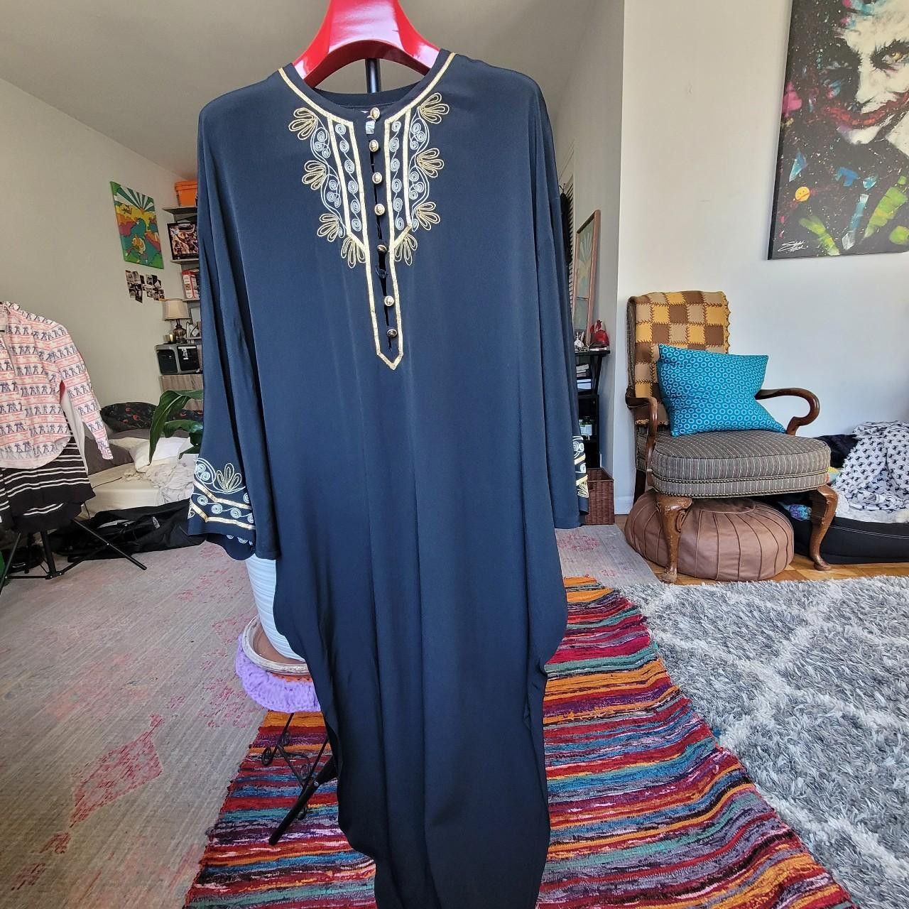 image of Josie Natori Vintage Natori Neiman Marcus Maxi Dress Black/gold Large, Women's