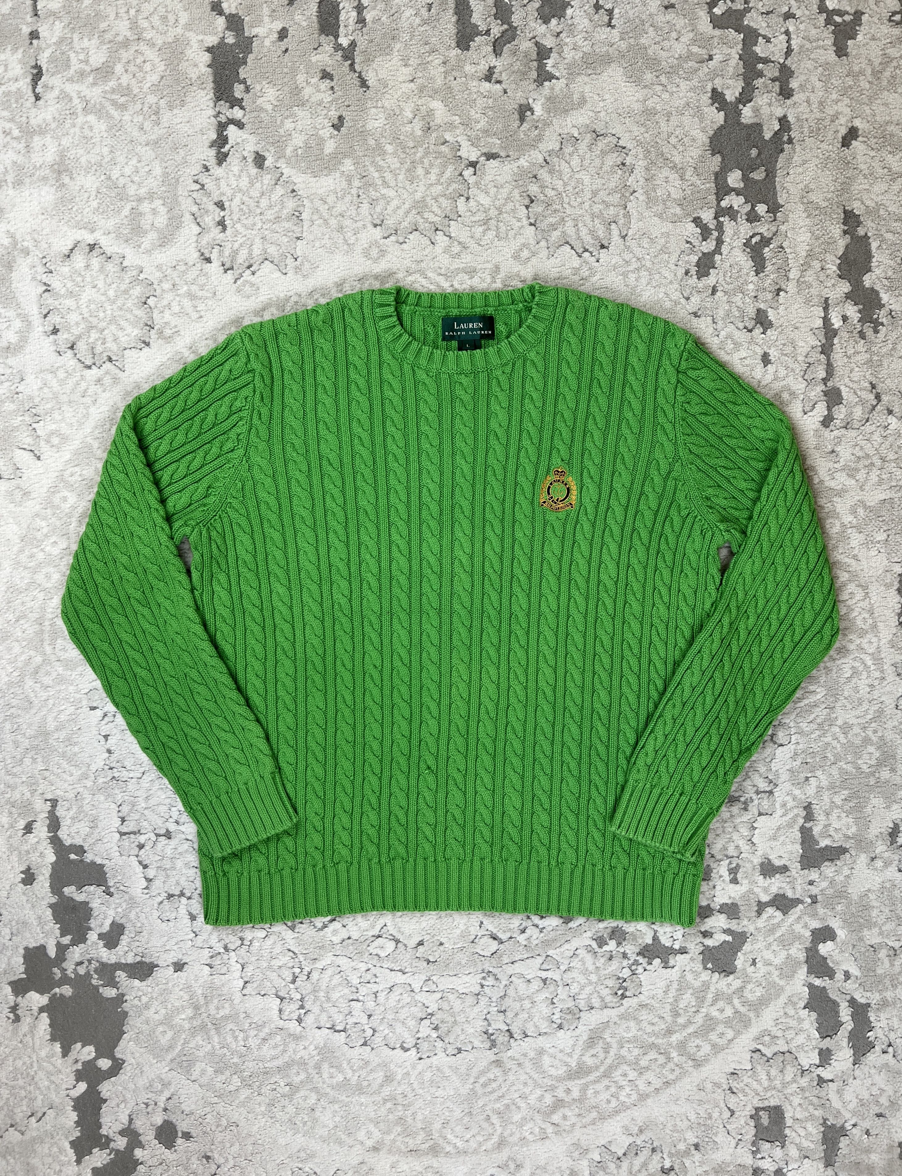 Lauren Ralph Lauren Vtg Lauren Ralph Lauren Cable Knit Sweater Jumper Crest Size L / US 10 / IT 46 - 1 Thumbnail