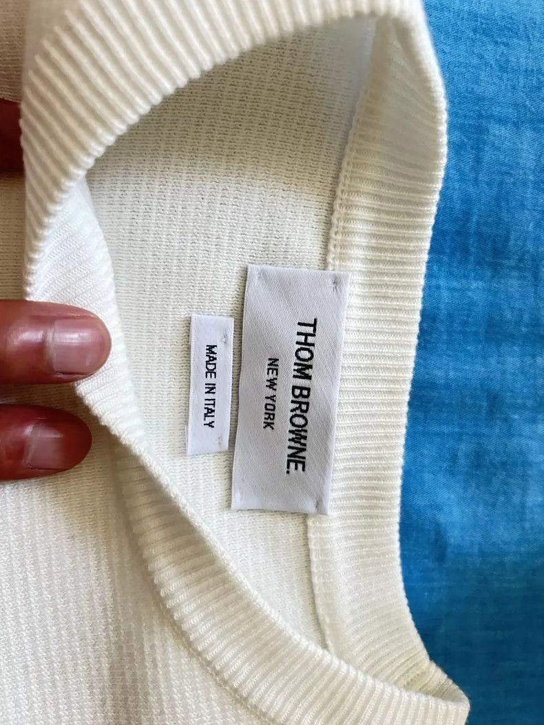 Thom Browne Thom Browne White knitted sweater Size US L / EU 52-54 / 3 - 2 Thumbnail