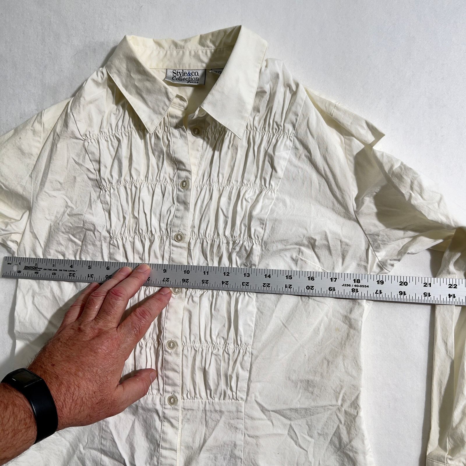 Other Button Shirt Ruched Style & Co Collection Woman 10P * PETITE Size L / US 10 / IT 46 - 4 Thumbnail