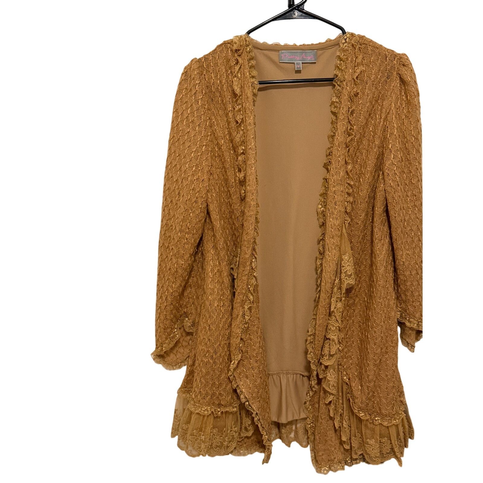 Other Pretty Angel Orange Long Sleeve Open Front Boho Cardigan Size M / US 6-8 / IT 42-44 - 3 Thumbnail