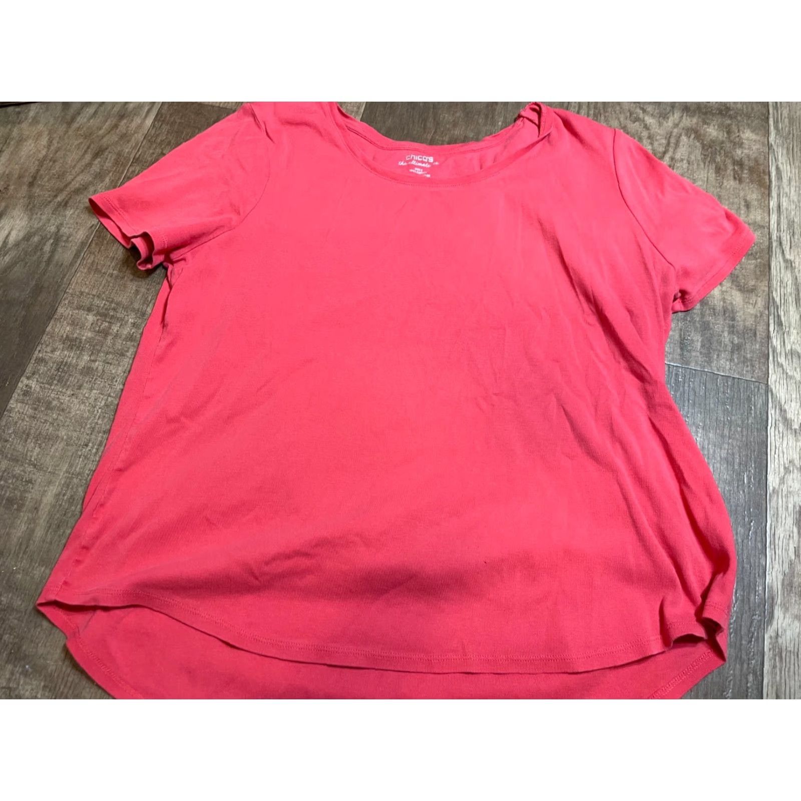 Vintage Chico's Shirt Top Womens Size 3 Pink Short Sleeve Tiny Hole Discounted Size XS / US 0-2 / IT 36-38 - 2 Thumbnail