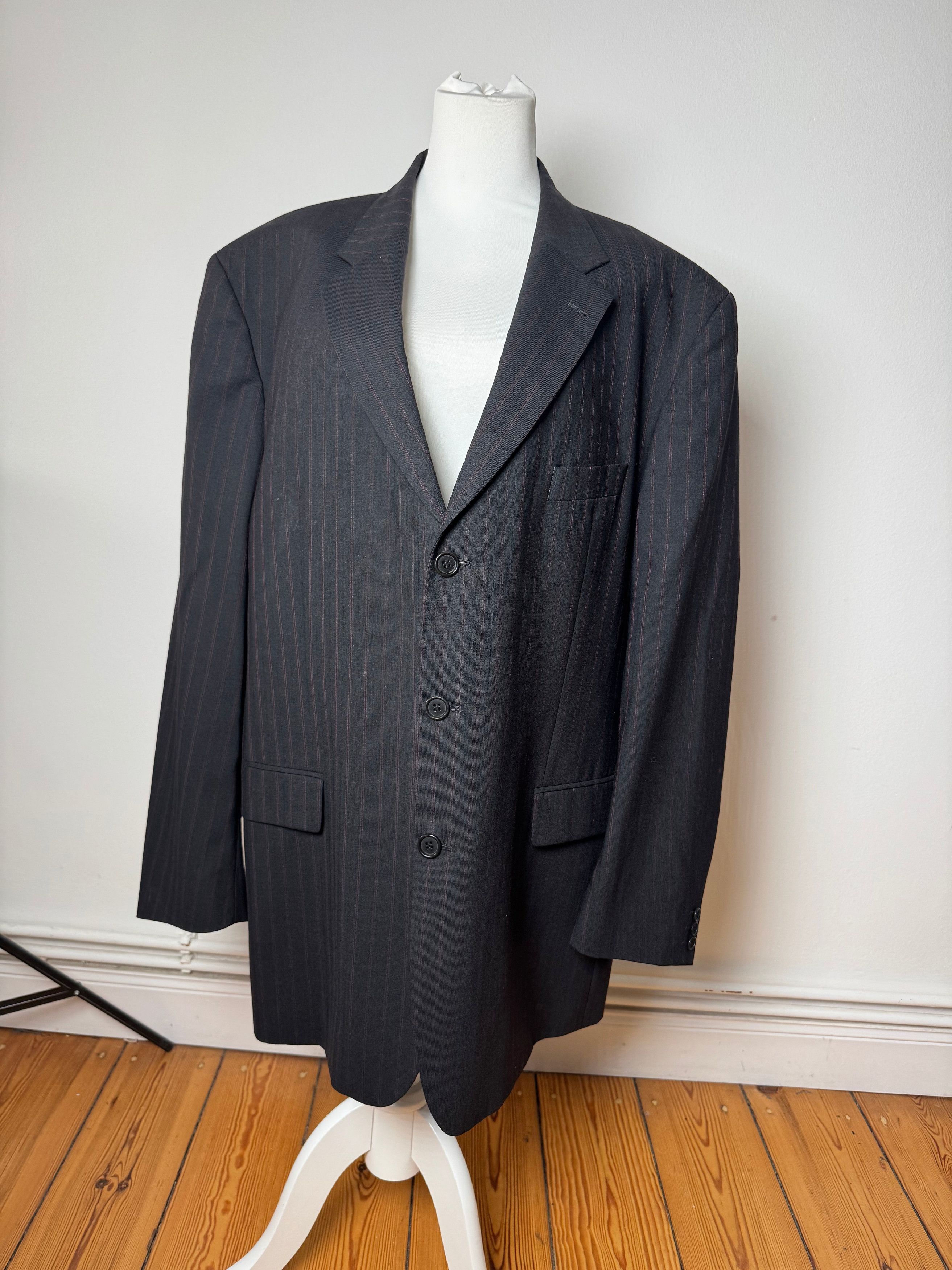 Hugo Boss Vintage Striped Men’s Wool Blazer Black Red XXL Size XXL / US 16-18 / IT 52-54 - 1 Thumbnail