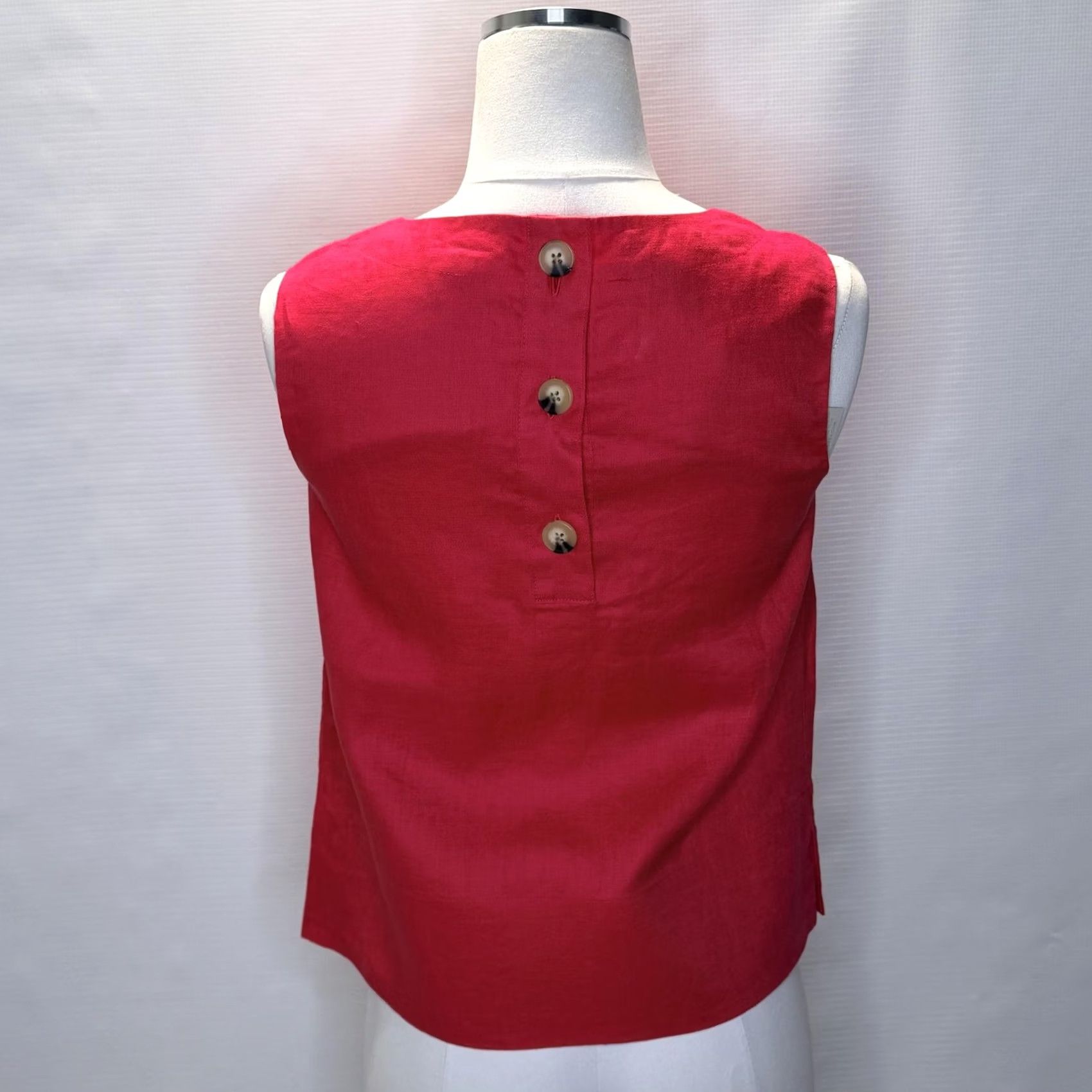 Vintage VINTAGE Hobbs London Shirt Womens US 2 Rouge Pink Malindi Linen Sleeveless Back Button Size XS / US 0-2 / IT 36-38 - 5 Thumbnail