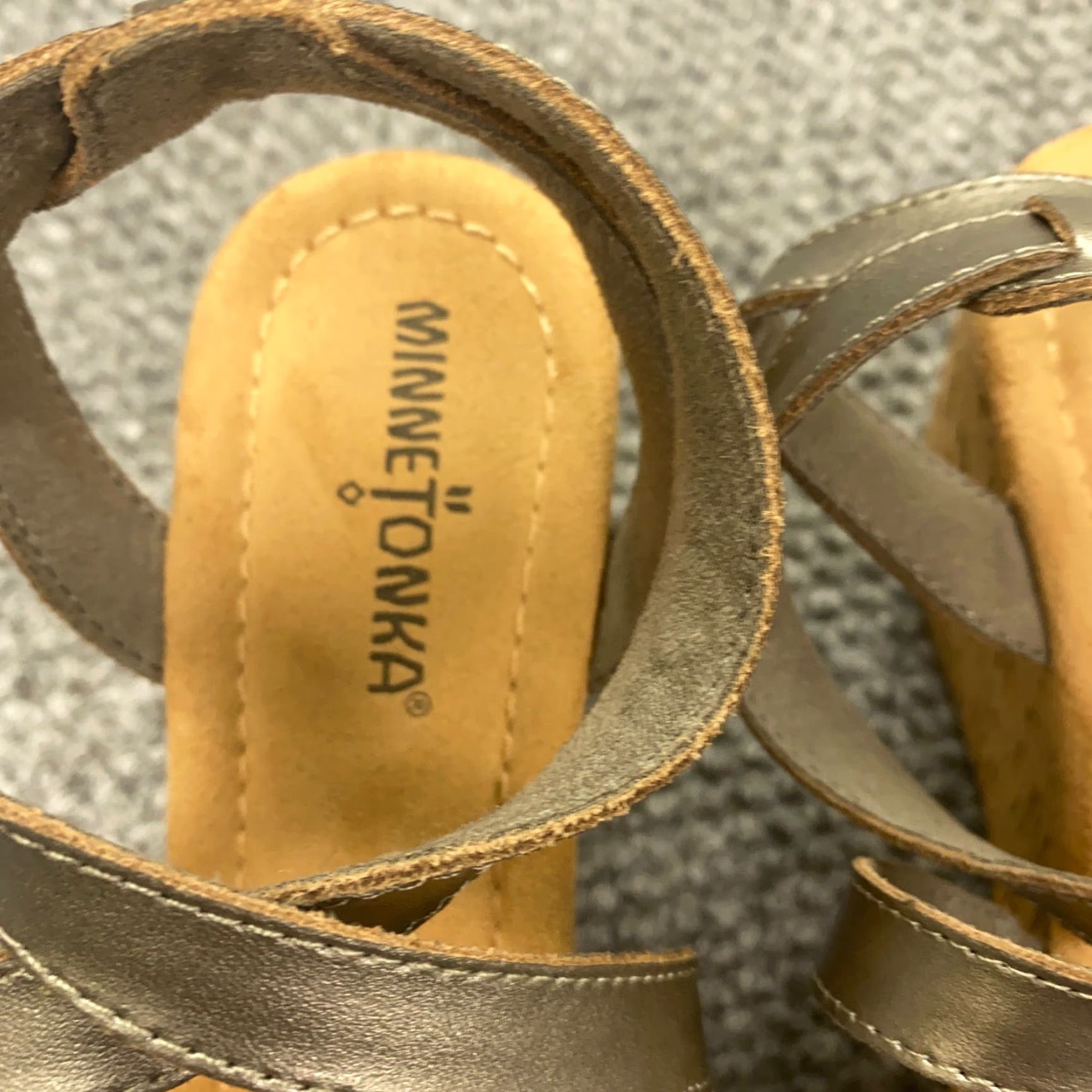 Minnetonka MINNETONKA Womens Sandals Size 7 Pewter Beaded Wedge Cork Southwestern Open Toe Size US 7 / IT 37 - 4 Thumbnail