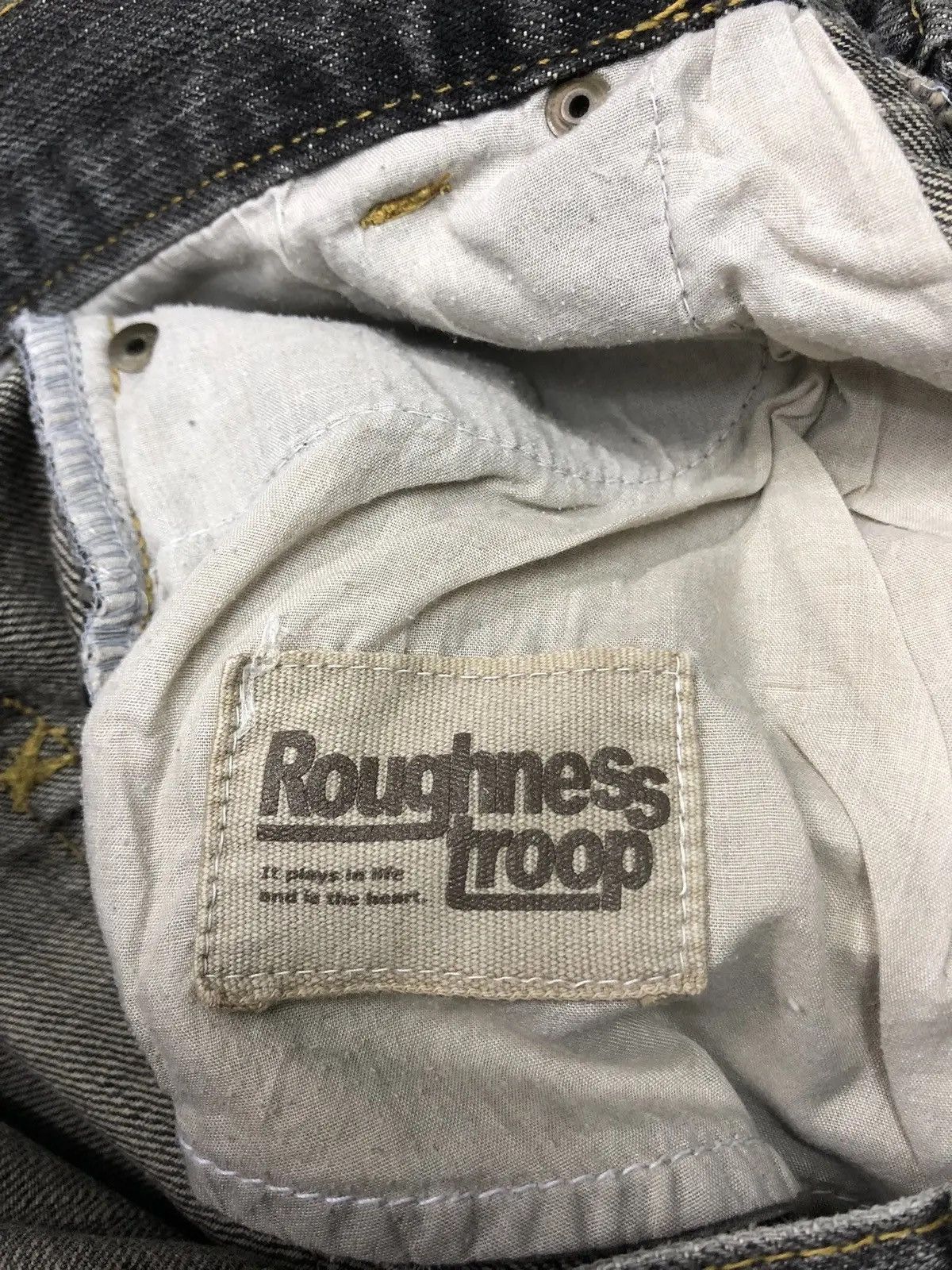 If Six Was Nine × JNCO × Le Grande Bleu (L.G.B.) 💥INSANE 90s BAGGY JEANS ROUGHNESS TROOP Ripped Baggy Denim Size US 30 / EU 46 - 9 Thumbnail