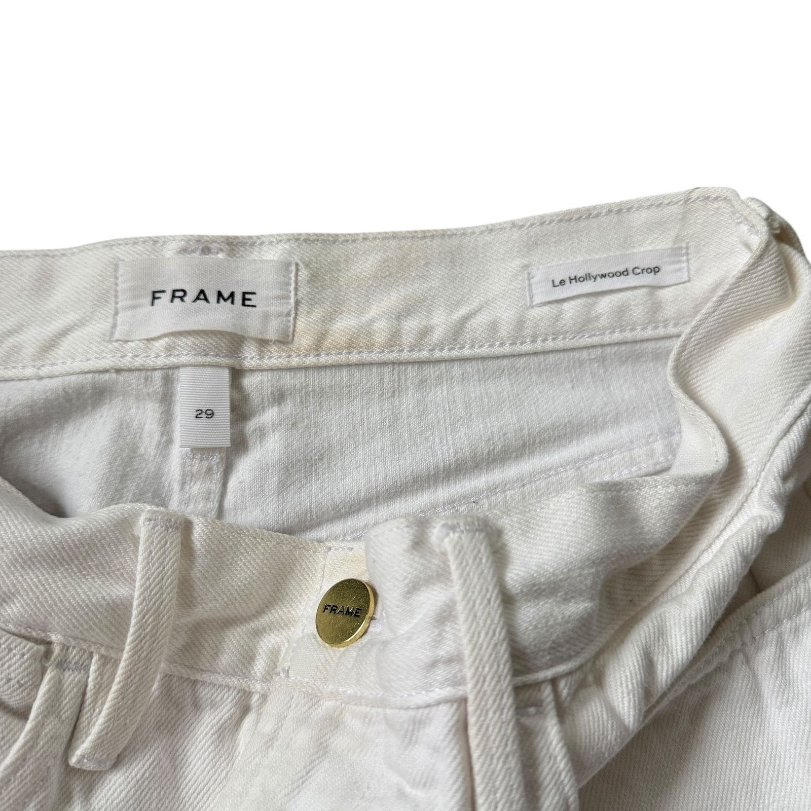 Frame FRAME Le Hollywood Crop Jean Blanc Rips White Size 29" - 4 Thumbnail
