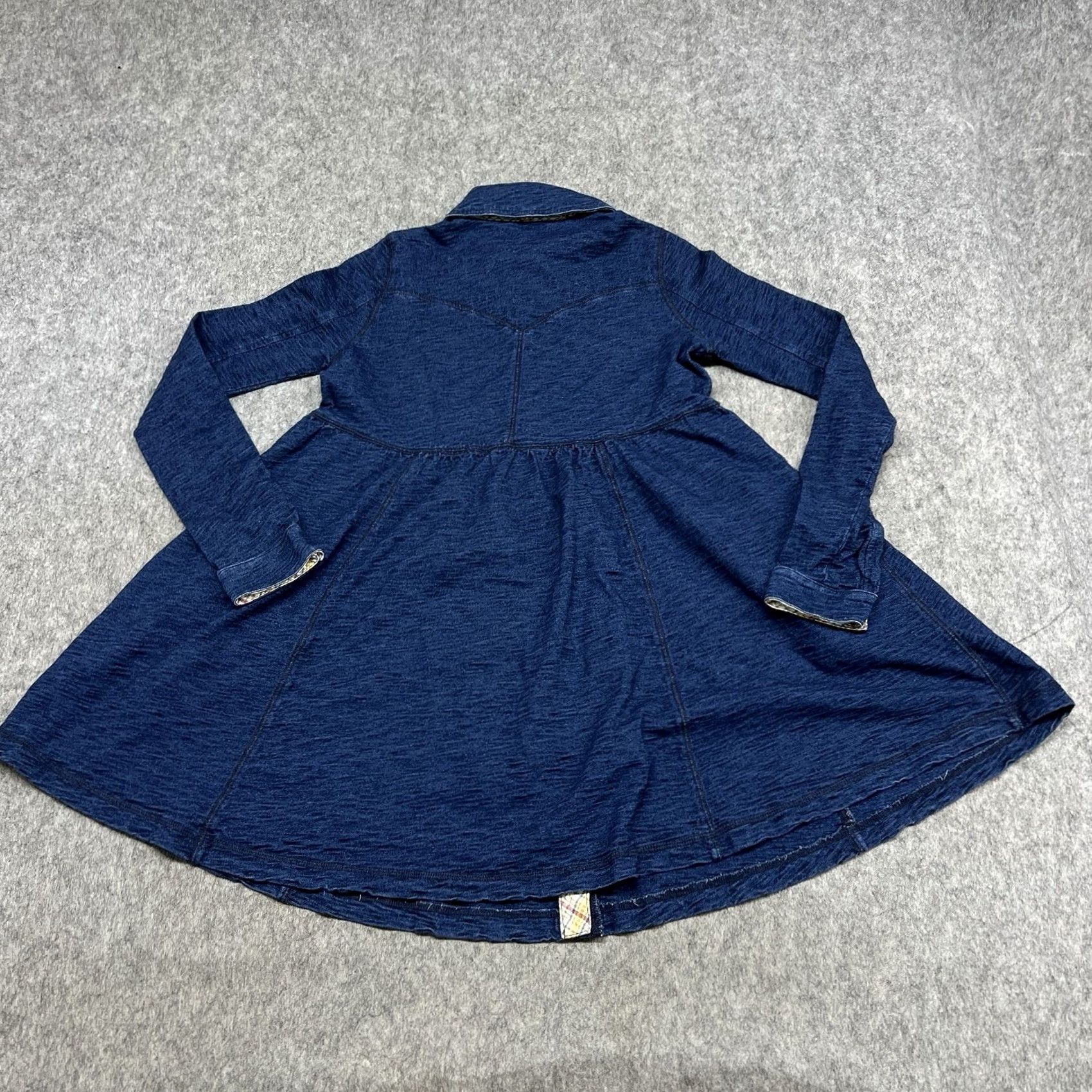 Free People VINTAGE Free People Dress Womens XS Blue Denim Long Sleeve Snap Down Western Cottagecore Size XS / US 0-2 / IT 36-38 - 2 Thumbnail
